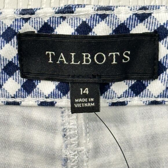 NWT Talbots‎ Blue & White Gingham Flat Front Stretch Denim Skirt Sz- 14 Preppy - Picture 6 of 7